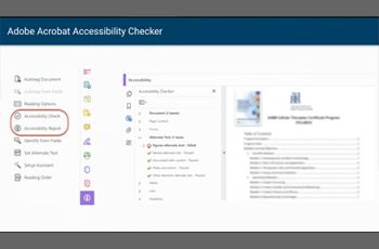 Slide of using Adobe Acrobat Accessibility Checker